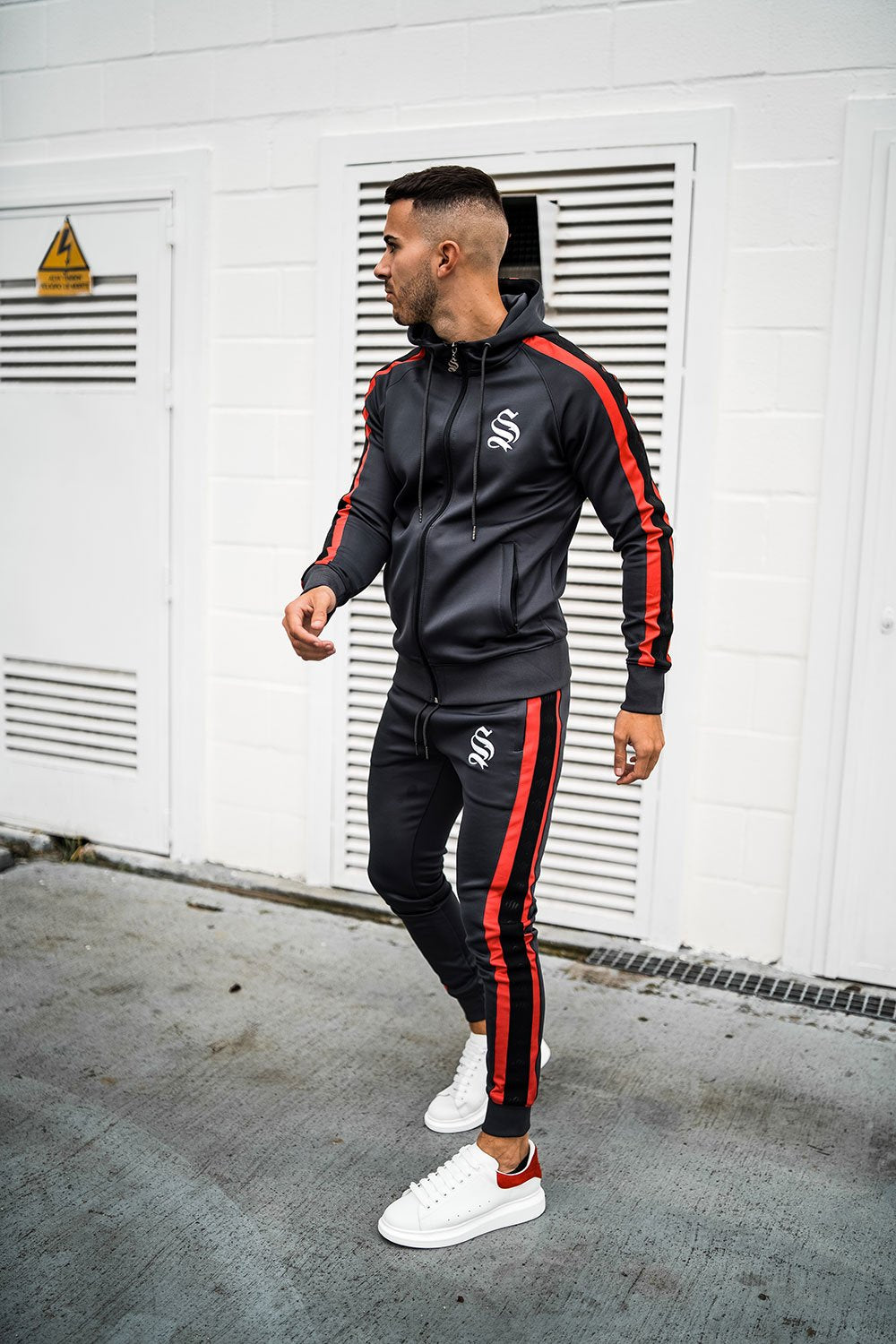 Veste Raglan - gris foncé / rouge Sinners Attire