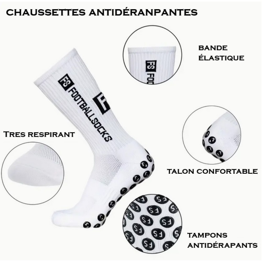 Chaussettes antidérapantes FS Football Socks Blanche