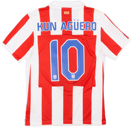 Maillot domicile Atlético Madrid 2010-11 Kun Aguero #10 (M)