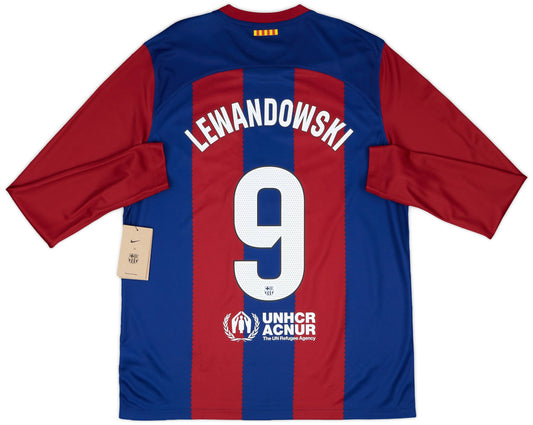 Maillot domicile FC Barcelone 2023-24 à manches longues Lewandowski #9