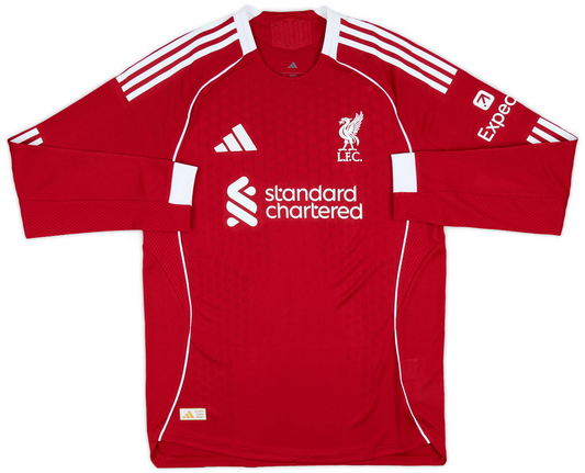 Maillot domicile authentique à manches longues Liverpool 2025-26