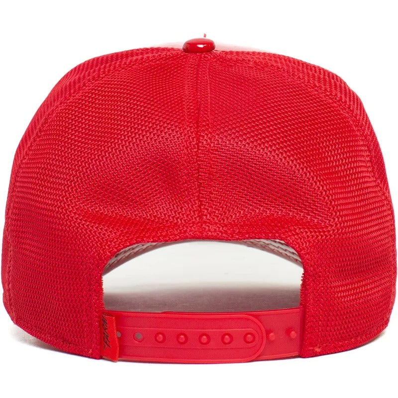 Casquette trucker rouge coq Cock Big Red Patent Leather The Farm Goorin Bros RR STORE ONLINE