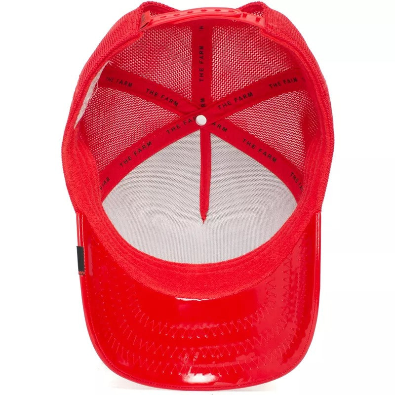 Casquette trucker rouge coq Cock Big Red Patent Leather The Farm Goorin Bros RR STORE ONLINE