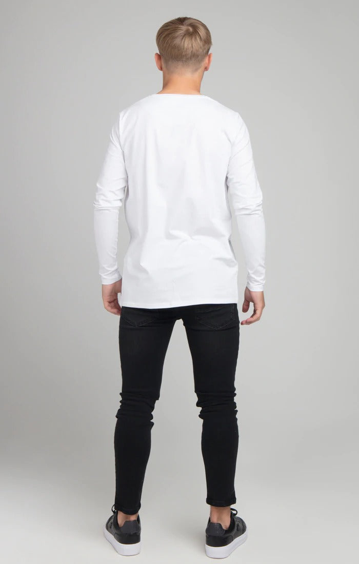 T-shirt à Ourlet Droit Core L/S Blanc Illusive London RR Store Online