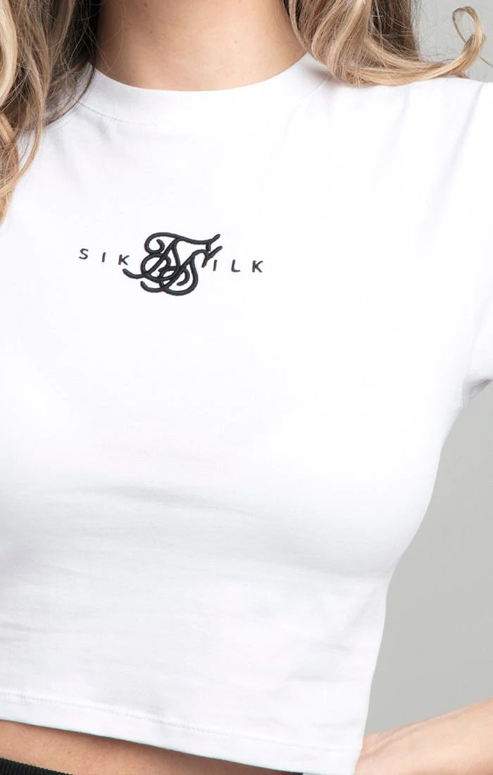 T-shirt Court Slim à Double Logo Blanc Siksilk RR Store Online