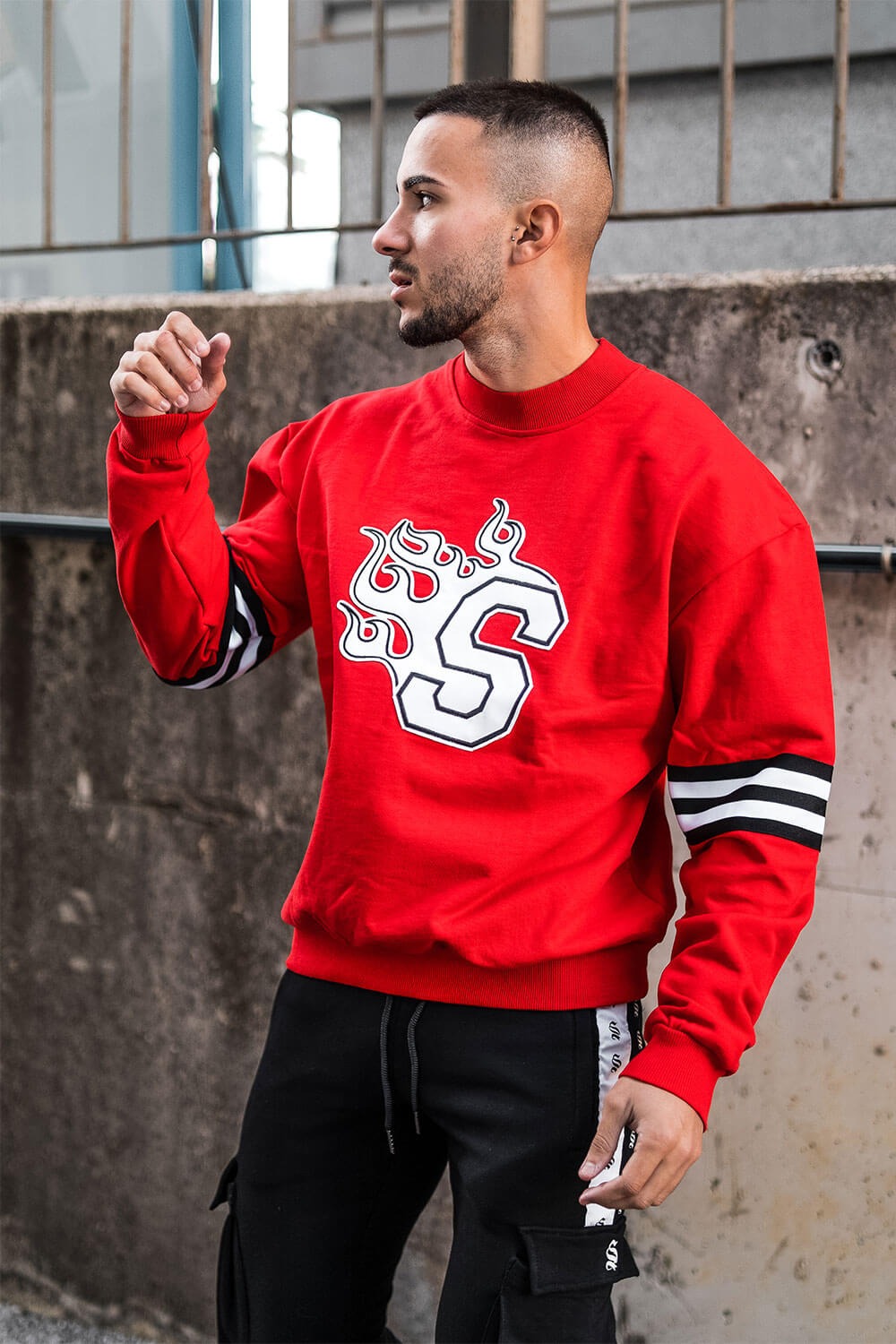 Sweat Flamme Varsity Rouge Sinners attire rr store online