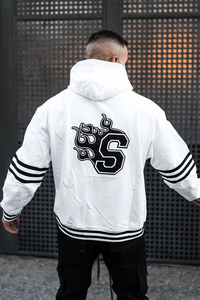 Sweat à Capuche Varsity Flame Blanc Sinners Attire RR Store Online