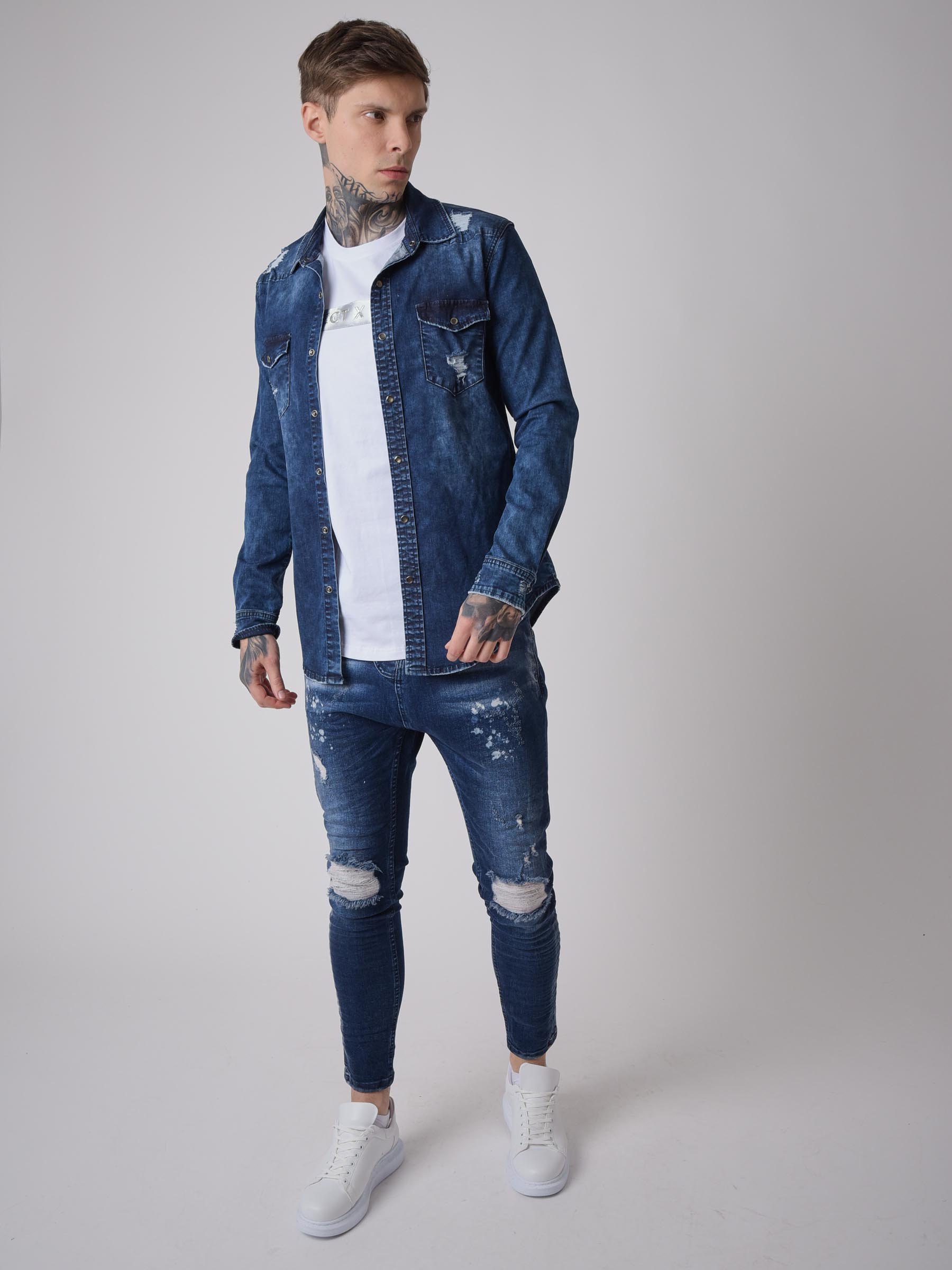 Jean Skinny Effet Usé Tacheté Aux Genoux RR Store Online