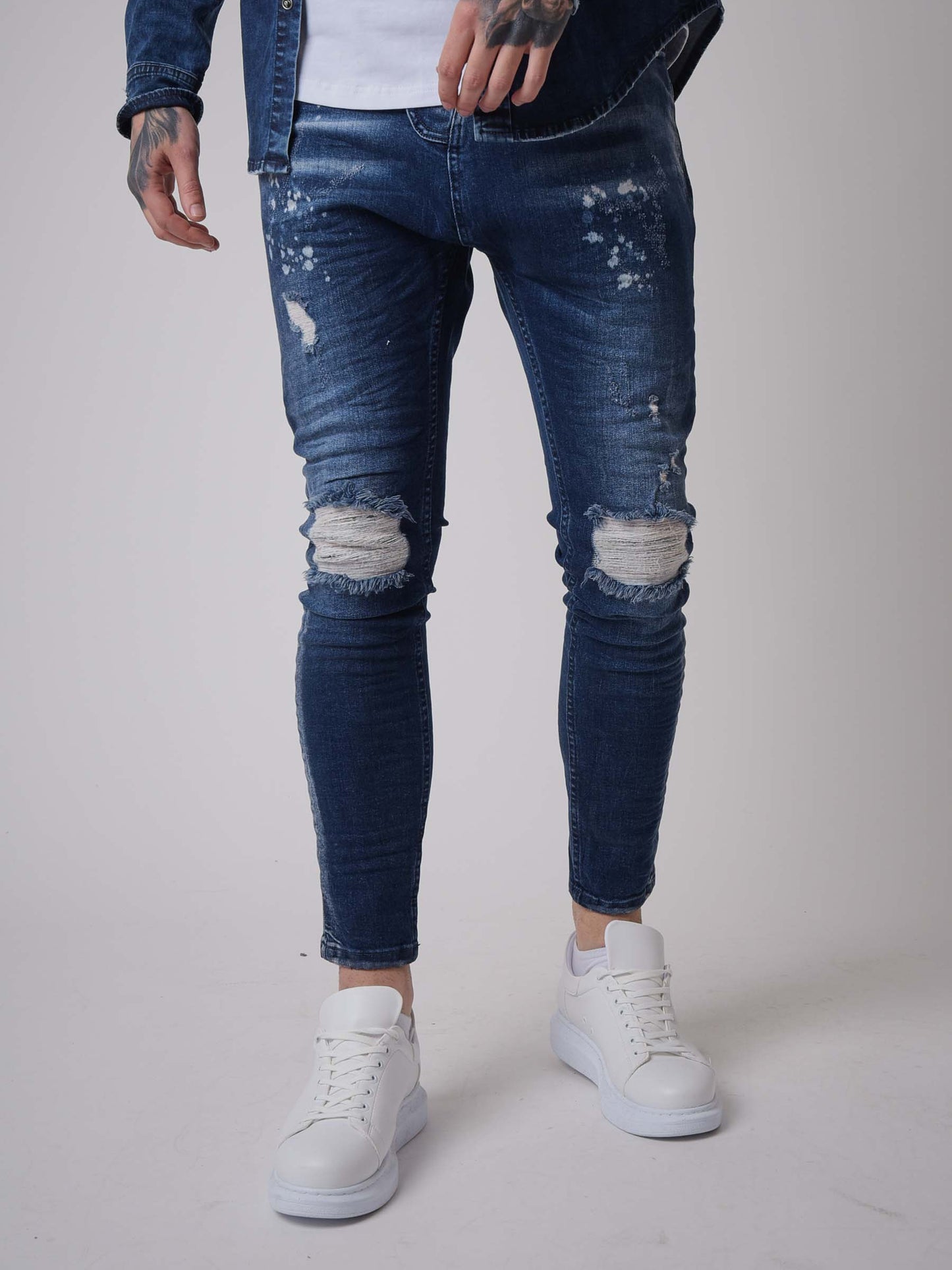 Jean Skinny Effet Usé Tacheté Aux Genoux RR Store Online